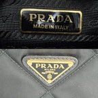 Prada 2-Way Triangle Logo Mini Bag Crossbody Quilted Nylon Black Gold — view 5