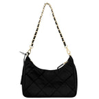 Prada 2-Way Triangle Logo Mini Bag Crossbody Quilted Nylon Black Gold — view 2