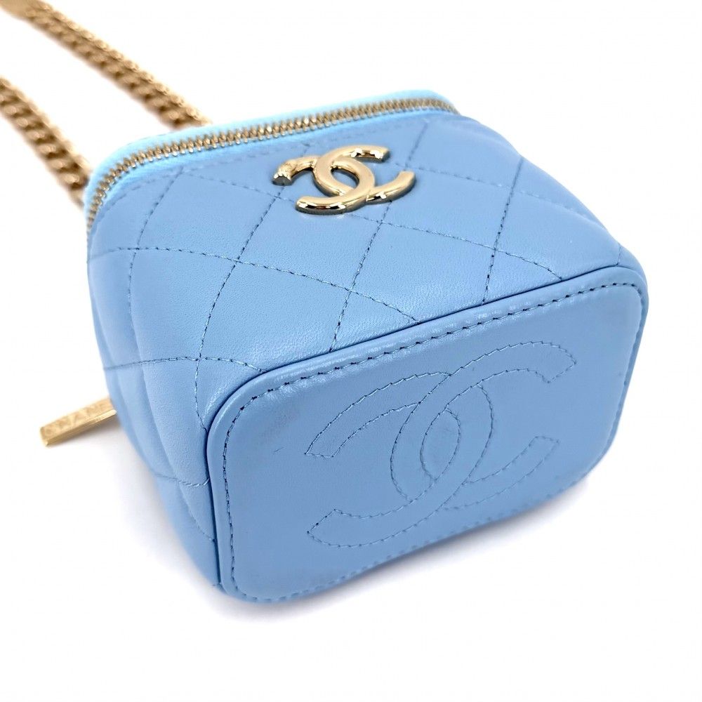 Chanel Shoulder Bag Quilted Mini Vanity Pouch Chain Crossbody CC Logo Lambskin — view 3