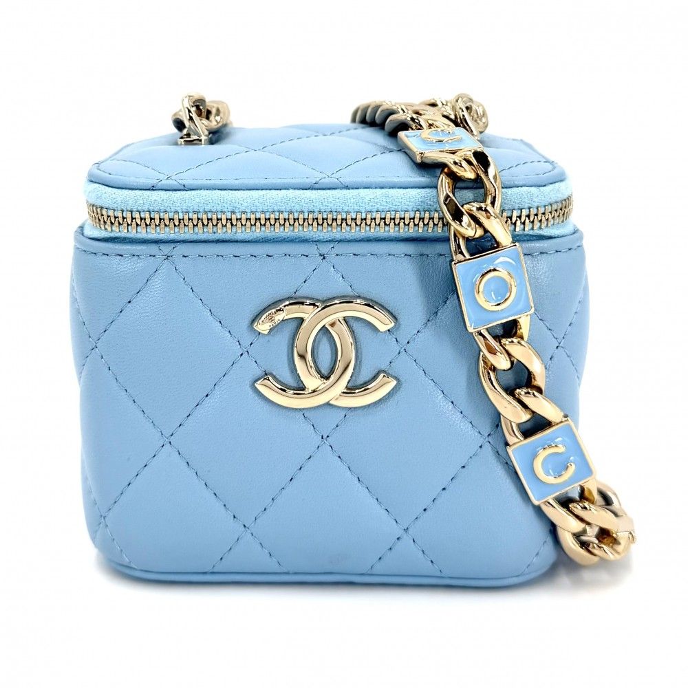 Chanel Shoulder Bag Quilted Mini Vanity Pouch Chain Crossbody CC Logo Lambskin