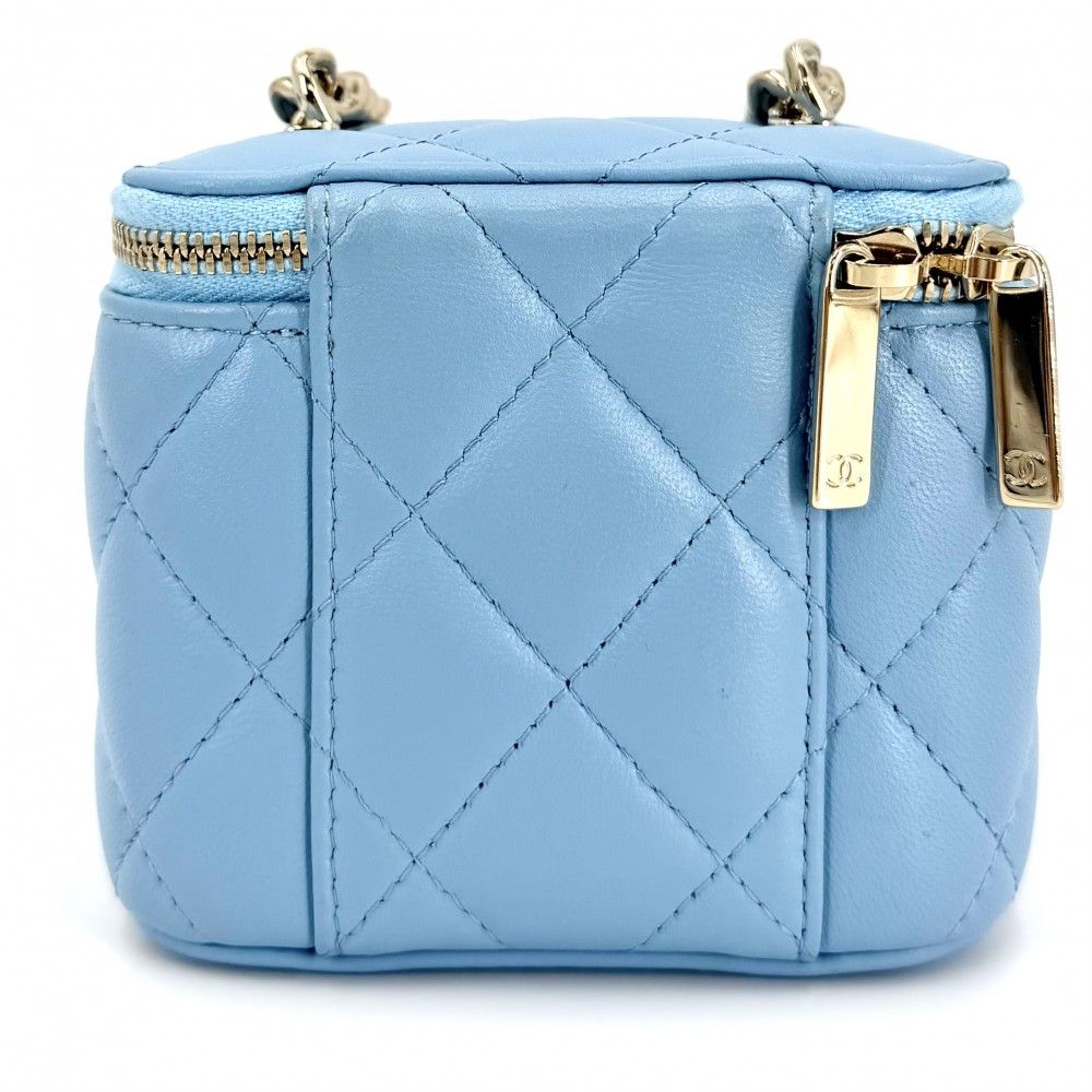 Chanel Shoulder Bag Quilted Mini Vanity Pouch Chain Crossbody CC Logo Lambskin — view 2