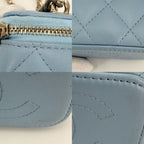 Chanel Shoulder Bag Quilted Mini Vanity Pouch Chain Crossbody CC Logo Lambskin — view 6