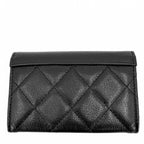 Chanel Coin Case Quilted CC Logo Purse Card Caviar Leather Black Silver — view 2