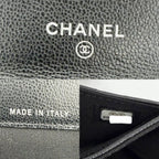 Chanel Coin Case Quilted CC Logo Purse Card Caviar Leather Black Silver — view 6