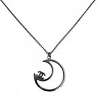 Chanel Necklace Moon Motif CC Logo Adjuster with Star Rhinestone 17k Silver — view 2