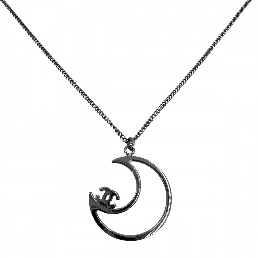Chanel Necklace Moon Motif CC Logo Adjuster with Star Rhinestone 17k Silver — view 2