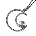 Chanel Necklace Moon Motif CC Logo Adjuster with Star Rhinestone 17k Silver