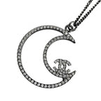 Chanel Necklace Moon Motif CC Logo Adjuster with Star Rhinestone 17k Silver