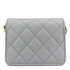 Chanel Shoulder Bag Mini Quilted CC Logo Crossbody Caviar Leather Gray Gold — view 2