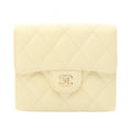 Chanel Trifold Wallet Classic Small Flap Pastel Yellow Caviar Leather Quilted