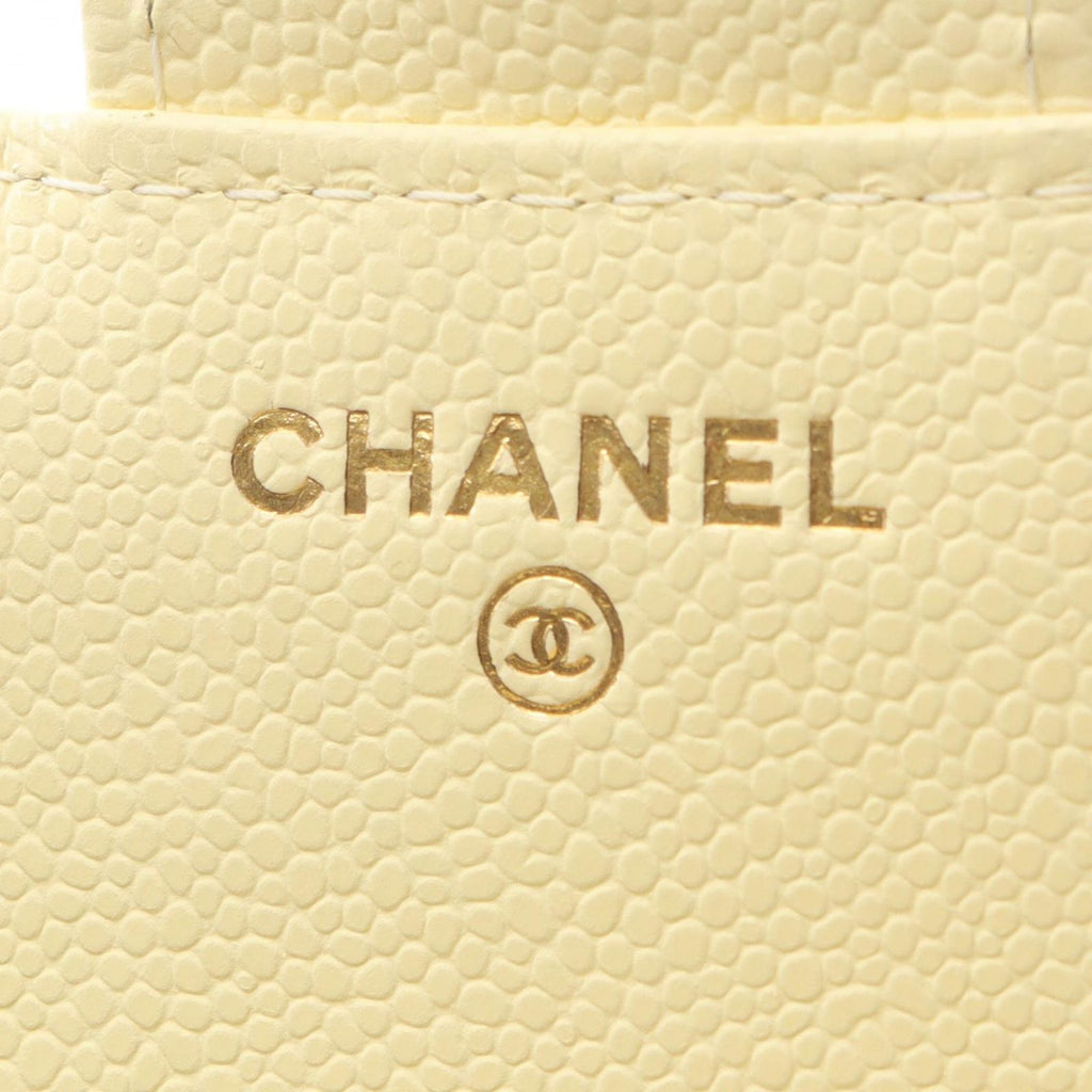 Chanel Trifold Wallet Classic Small Flap Pastel Yellow Caviar Leather Quilted — view 4