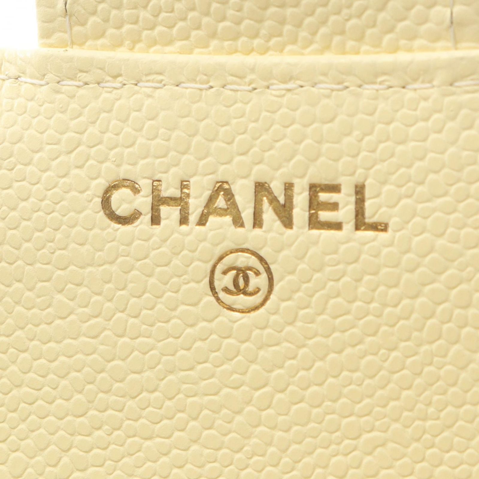 Chanel Trifold Wallet Classic Small Flap Pastel Yellow Caviar Leather Quilted — view 4