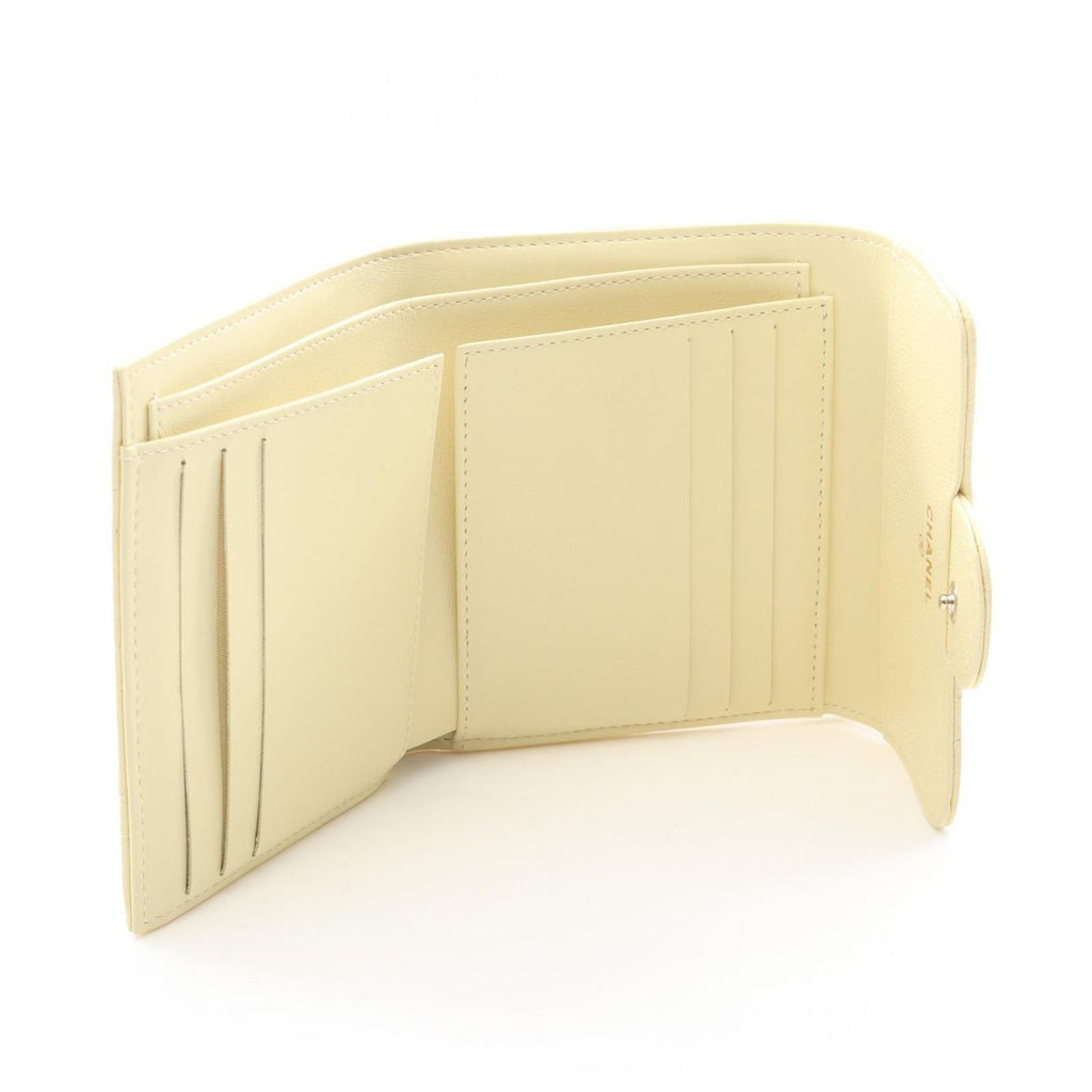 Chanel Trifold Wallet Classic Small Flap Pastel Yellow Caviar Leather Quilted — view 3