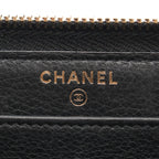 Chanel Round Wallet CC Logo Studs Black Leather — view 4