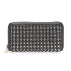 Chanel Round Wallet CC Logo Studs Black Leather
