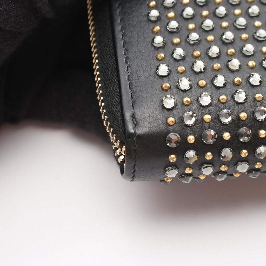 Chanel Round Wallet CC Logo Studs Black Leather — view 8