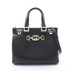 Gucci Handbag Zumi Small 2-Way Top Handle Bag Black Leather