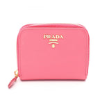 Prada Coin Case Saffiano Metal Zip Around 1 268 Pink Leather