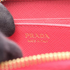 Prada Coin Case Saffiano Metal Zip Around 1 268 Pink Leather — view 4