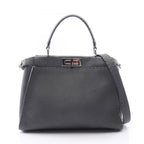 Fendi Handbag Peekaboo Regular Selleria 2-Way Charcoal Gray Leather