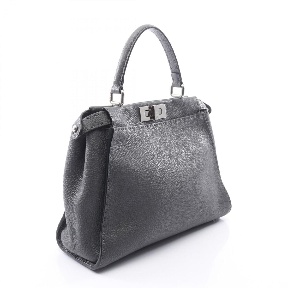 Fendi Handbag Peekaboo Regular Selleria 2-Way Charcoal Gray Leather — view 2