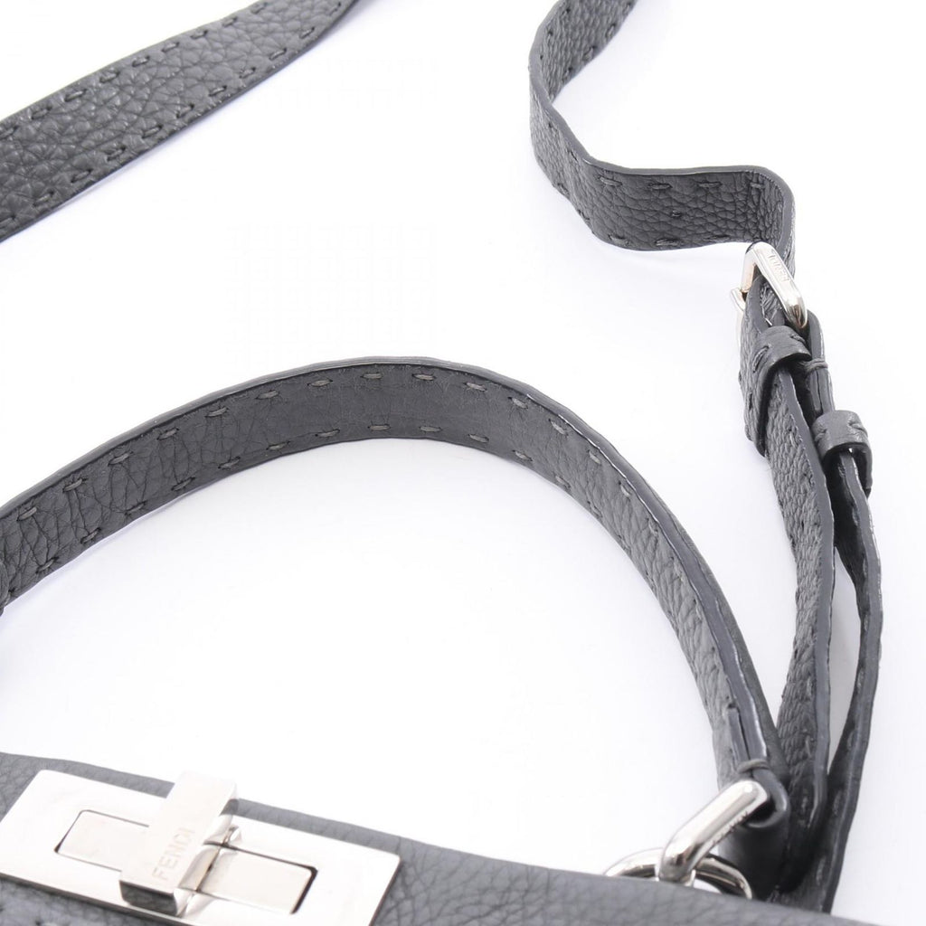 Fendi Handbag Peekaboo Regular Selleria 2-Way Charcoal Gray Leather — view 8