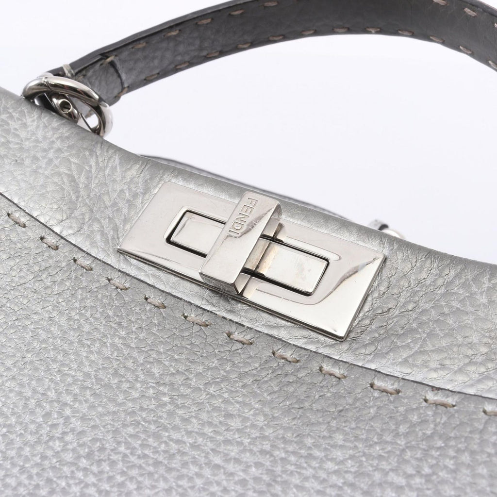 Fendi Handbag Peekaboo Regular Selleria 2-Way Silver Leather — view 6