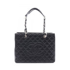 Chanel Tote Quilted Grand Shopping GST Black Caviar Leather Chain