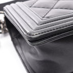 Chanel Shoulder Bag Boy Black Lambskin Boy Wild Stitch Chain — view 9