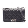 Chanel Shoulder Bag Boy Black Lambskin Boy Wild Stitch Chain