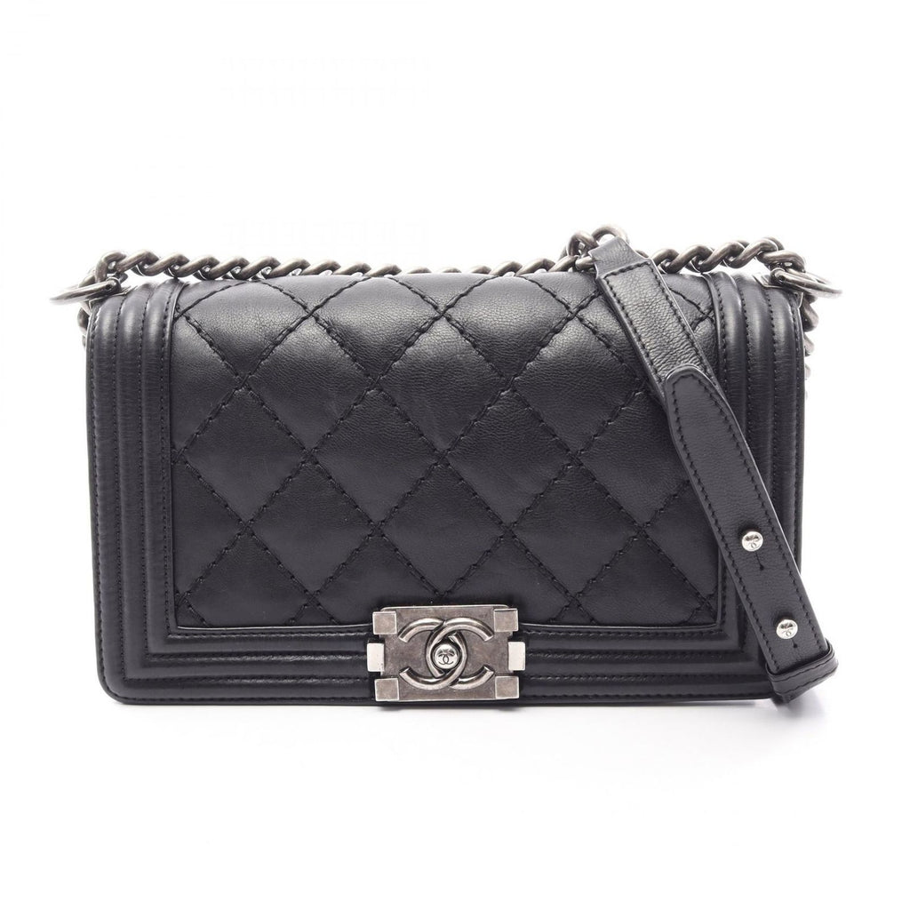 Chanel Shoulder Bag Boy Black Lambskin Boy Wild Stitch Chain