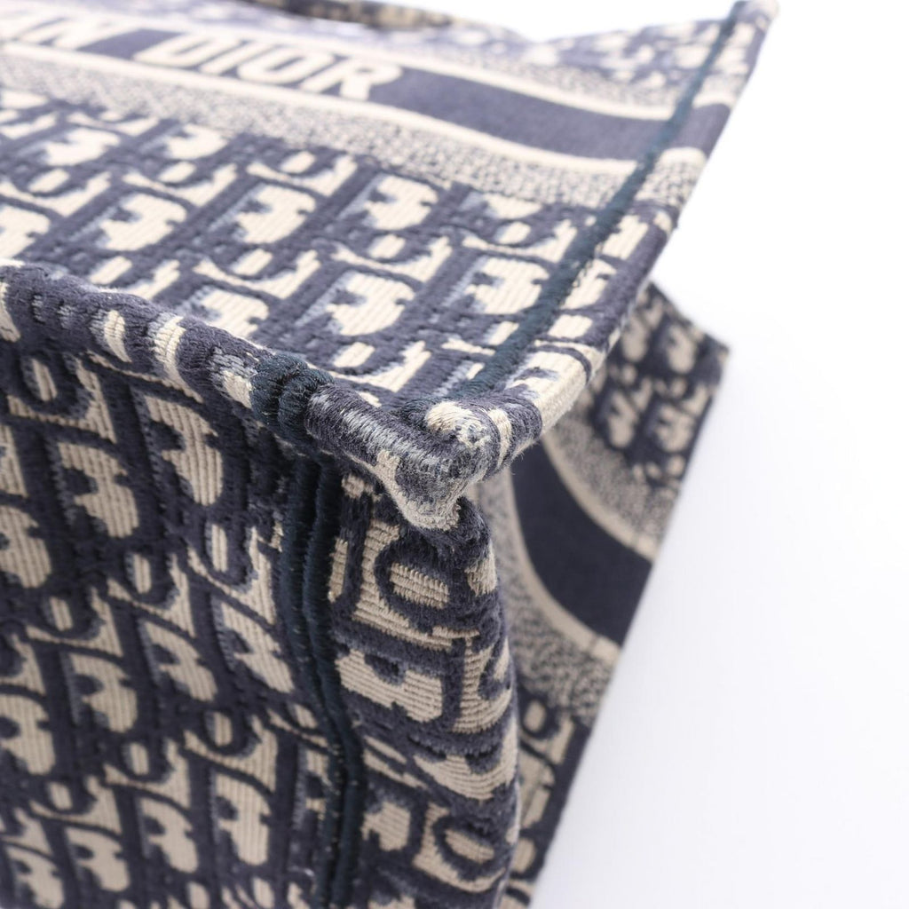 Dior Tote Book Oblique Embroidery Navy Canvas — view 5