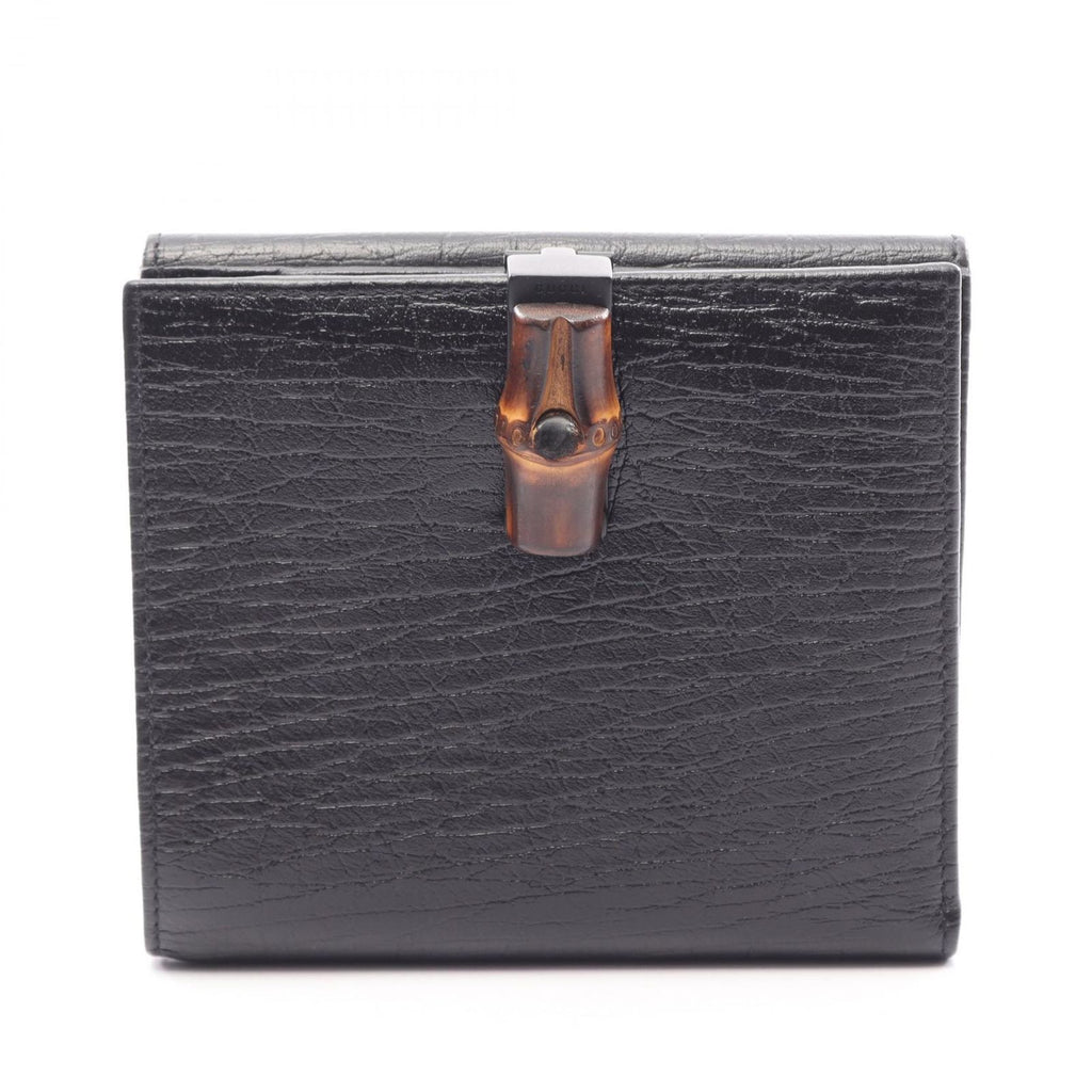 Gucci Bifold Wallet Bamboo Black Leather Hook