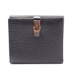 Gucci Bifold Wallet Bamboo Black Leather Hook
