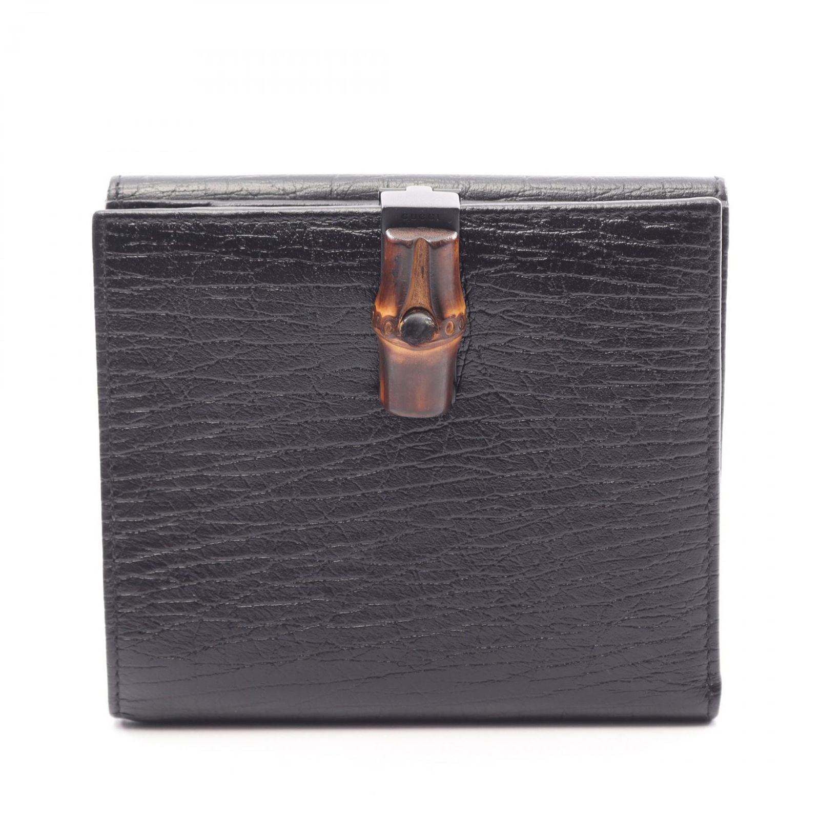 Gucci Bifold Wallet Bamboo Black Leather Hook