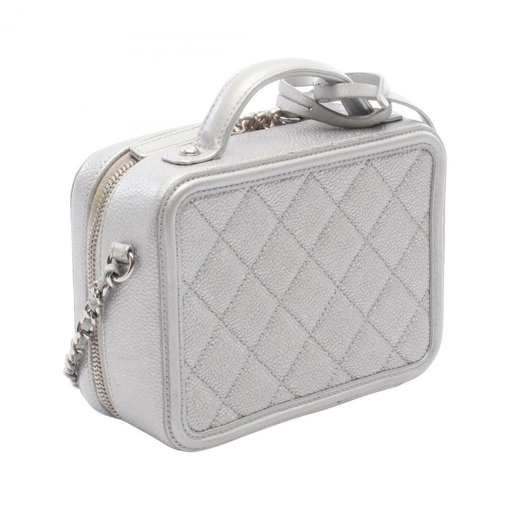 Chanel Shoulder Bag CC Figurine Small Vanity Silver Caviar Leather CC Quilted — view 2