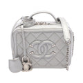 Chanel Shoulder Bag CC Figurine Small Vanity Silver Caviar Leather CC Quilted