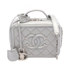 Chanel Shoulder Bag CC Figurine Small Vanity Silver Caviar Leather CC Quilted
