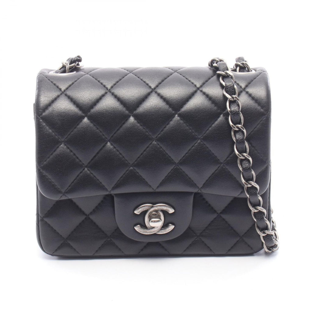 Chanel Shoulder Bag Mini Quilted Black Lambskin Chain