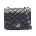 Chanel Shoulder Bag Mini Quilted Black Lambskin Chain