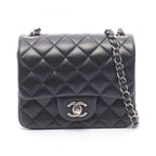Chanel Shoulder Bag Mini Quilted Black Lambskin Chain