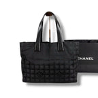 Chanel New Travel Line Tote Shoulder Black Nylon Canvas