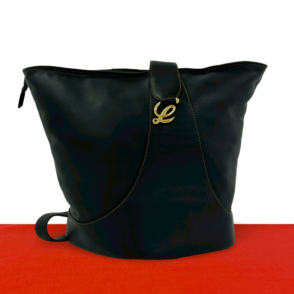 Loewe Vintage Anton Leather Shoulder Bag Crossbody Cross Black
