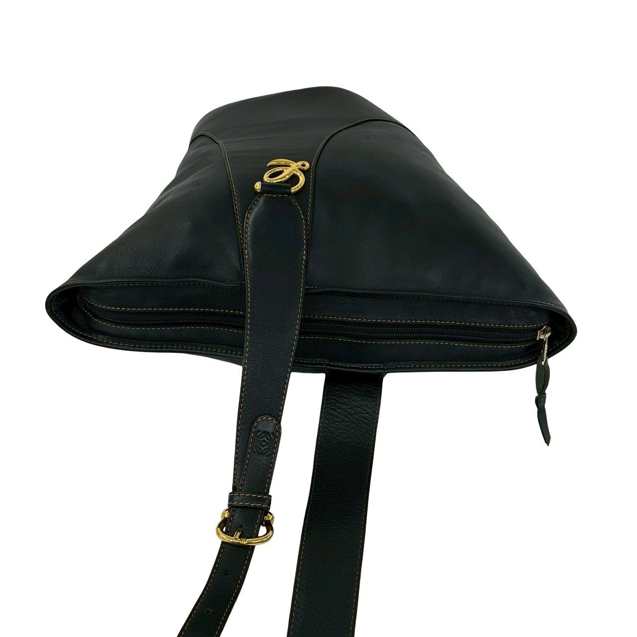 Loewe Vintage Anton Leather Shoulder Bag Crossbody Cross Black — view 4