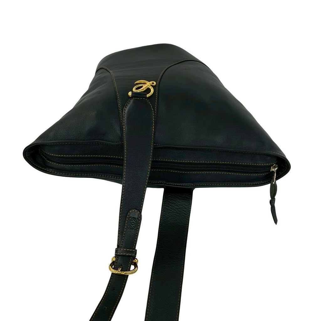Loewe Vintage Anton Leather Shoulder Bag Crossbody Cross Black — view 4