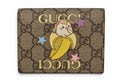 Gucci Mini Wallet Bifold Fold GG Supreme Bananya Print Beige