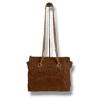 Prada Quilted Triangle Logo Shoulder Bag Mini Tote Brown Tessuto — view 2