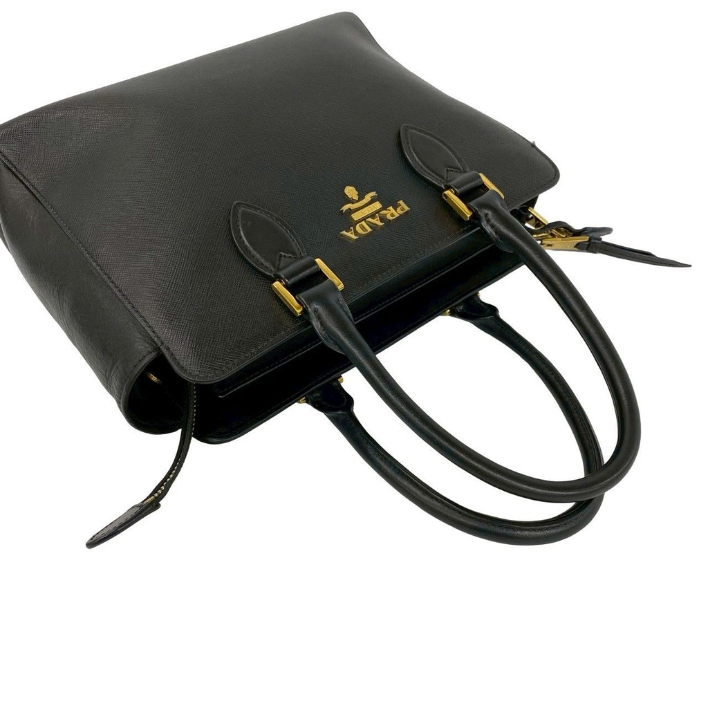 Prada Logo Saffiano Leather 2-Way Mini Tote Shoulder Bag Black — view 4