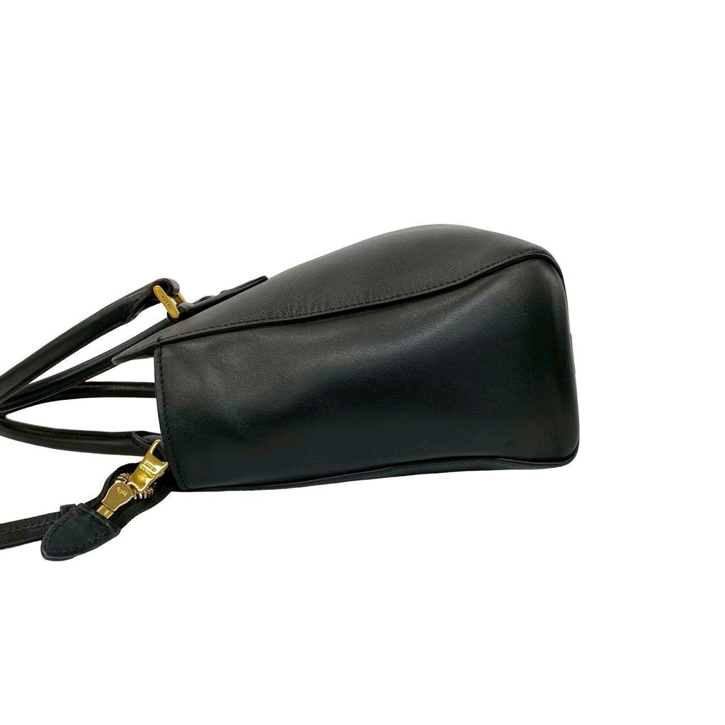 Prada Logo Saffiano Leather 2-Way Mini Tote Shoulder Bag Black — view 5