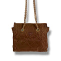 Prada Quilted Triangle Logo Shoulder Bag Mini Tote Brown Tessuto